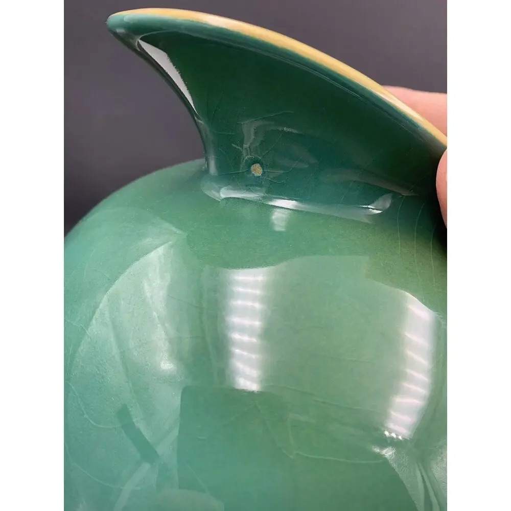 Roseville Pottery Mayfair Ball Pitcher Jug 1104-7 Forest Green Chartreuse MCM